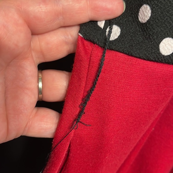 FERVOUR 3X polka dot swing skirt skater dress belted black & red - Picture 6 of 8